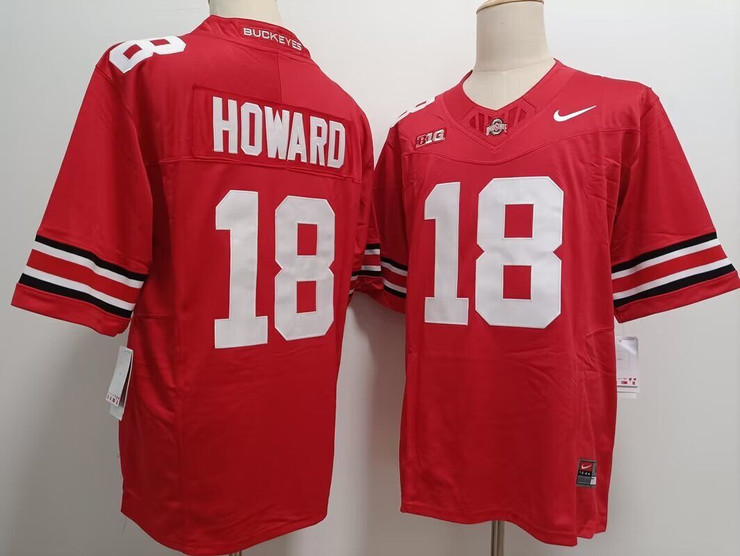 Men Ohio State Buckeyes 18 Will Howard red 2024 NCAA Nike jersey